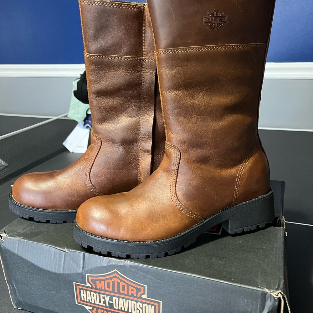 Harley-Davidson Lynwood Pull-On Boots | Brown Leather | 7.5 | Waterproof